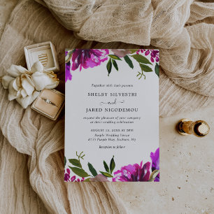 Vibrant Purple Floral Elegant Wedding Invitation