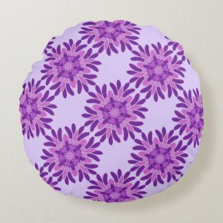 Vibrant Purple Floral Seamless Design Round Pillow