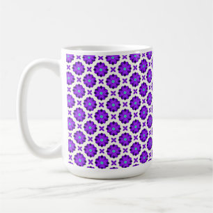 Vibrant Purple Flowers and Leaf Motifs Coffee Mug