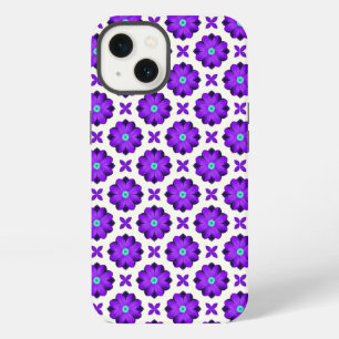 Vibrant Purple Flowers and Leaf Motifs iPhone 13 Case