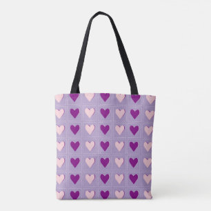 Vibrant Purple Heart-Shaped Tote Bag