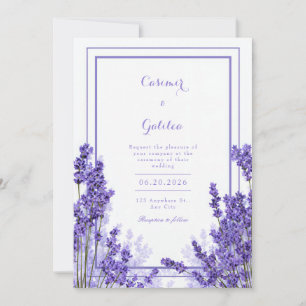 Vibrant Purple Lavender Indigo Frame Wedding Invitation