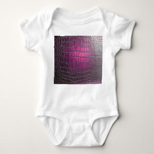 Vibrant purple leather: glossy emboss. baby bodysuit