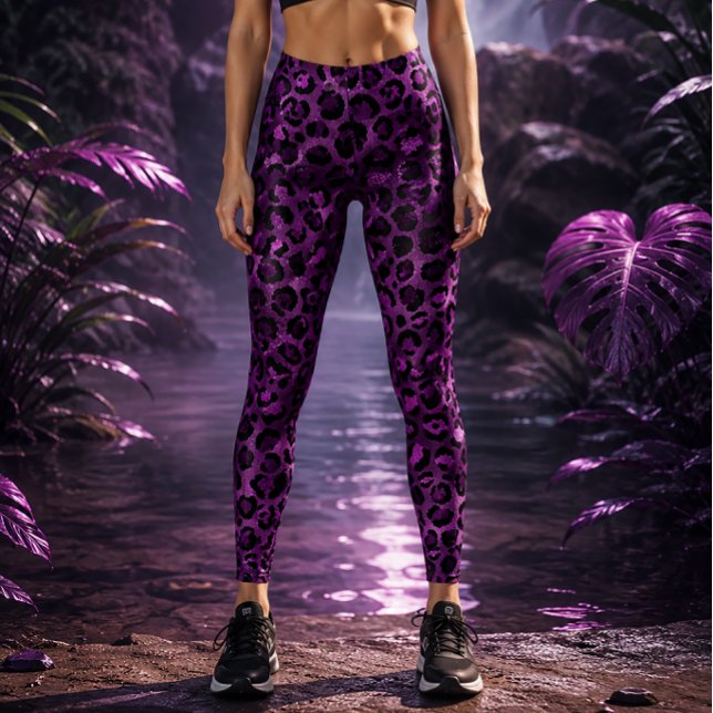 Vibrant Purple Leopard Leggings (Creator Uploaded)