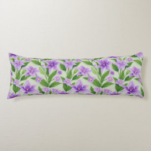 Vibrant Purple Lilies With Green Leaves Body Cushion