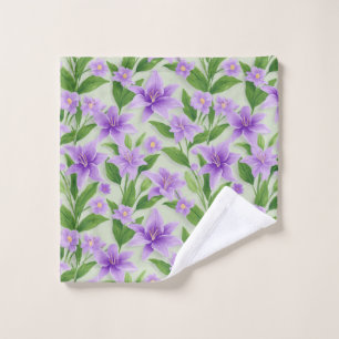 Vibrant Purple Lilies With Green Leaves Wash Cloth