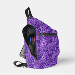 Vibrant Purple Paisley Sling Bag