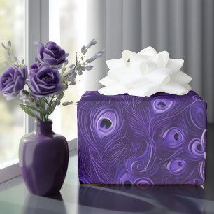Vibrant Purple Peacock Feathers Wrapping Paper