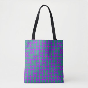 Vibrant Purple Petal Grid Pattern Tote Bag