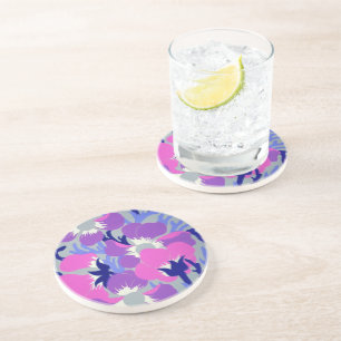 Vibrant Purple & Pink Floral Pattern Coaster