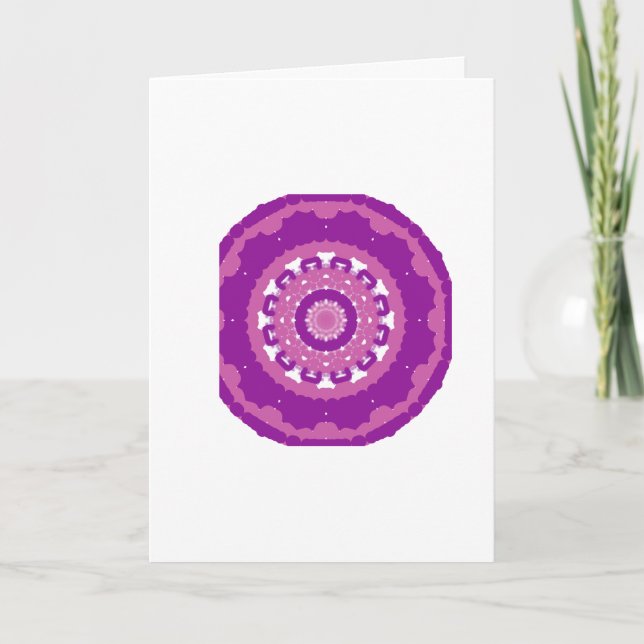 Vibrant Purple & Pink Mandala Blank Greeting Card  (Front)