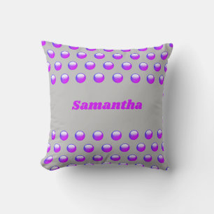 Vibrant Purple Polka Dot Pattern Geometric Modern Cushion