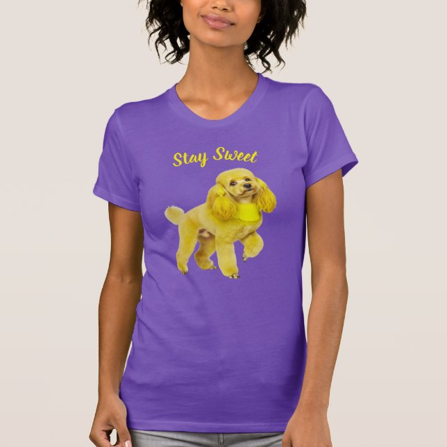 Vibrant Purple Poodle Art Stay Sweet T-Shirt (Front)