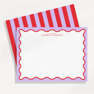 Vibrant Purple & Red Wavy Border Note Card