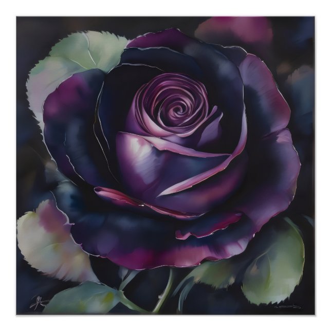 Vibrant Purple Rose Painting  Poster (Front)