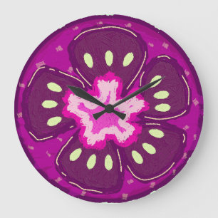 Vibrant Purple Sliced Tomato Painted Fruit Modern Large Clock
