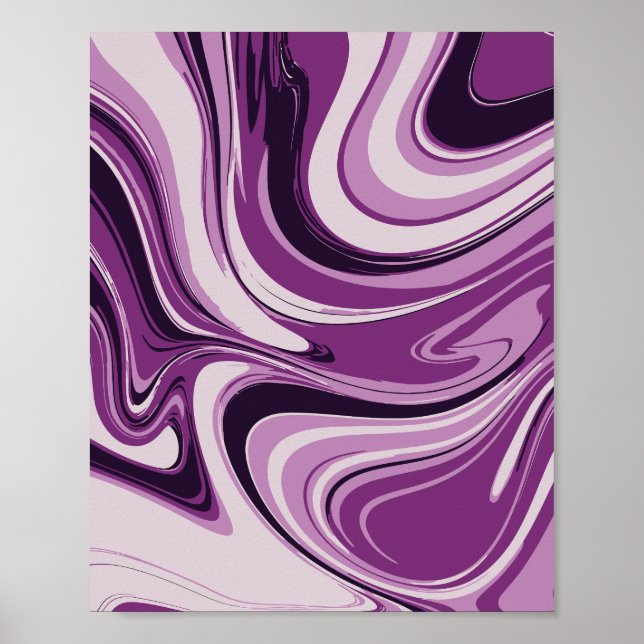 Vibrant Purple Swirl Abstract Art Poster (Front)