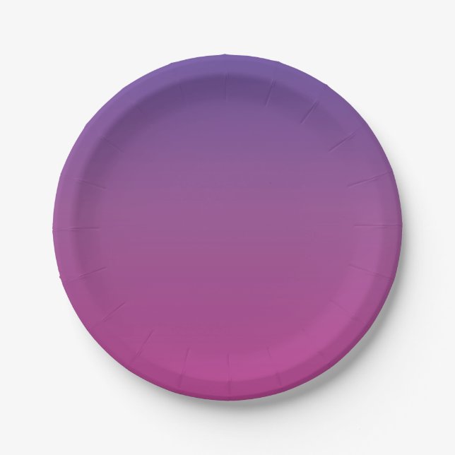 Vibrant Purple to Pink Gradient Paper Plate (Front)