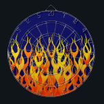 Vibrant Racing Flames on Navy Blue Dartboard<br><div class="desc">A hot rod racy automotive cool orange on blue pin stripe flames graphic design decor that can always make for a great custom gift for yourself or for someone special on your list, these are sure to make an impression on any festive occasions. Email us using the "Ask this Designer"...</div>