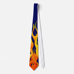 Vibrant Racing Flames on Navy Blue Tie