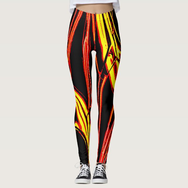 Vibrant Radiant Neon Hues Pattern Leggings (Front)