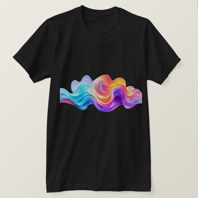 Vibrant Rainbow Abstract Fluid Waves T-Shirt (Design Front)