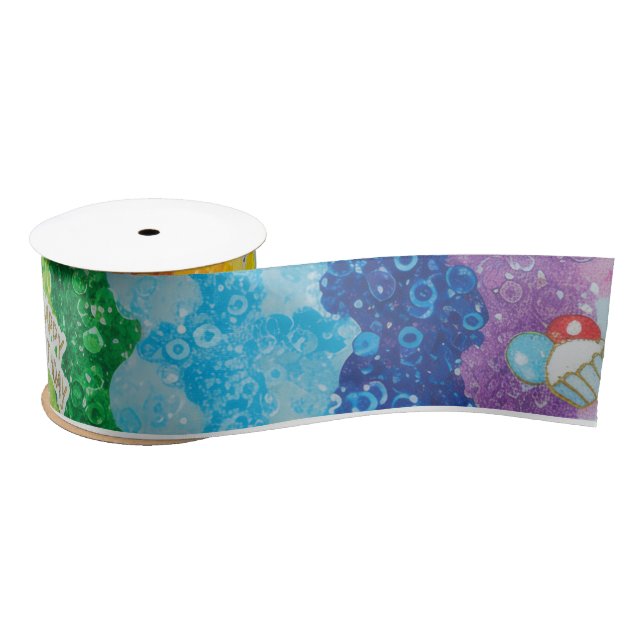 Vibrant Rainbow Birthday Cake Wrapping Paper  Satin Ribbon (Spool)
