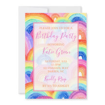Vibrant Rainbow Birthday Party Invitation