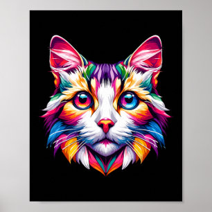 Vibrant Rainbow Cat Cat Lovers Kitty Enthusiast  Poster