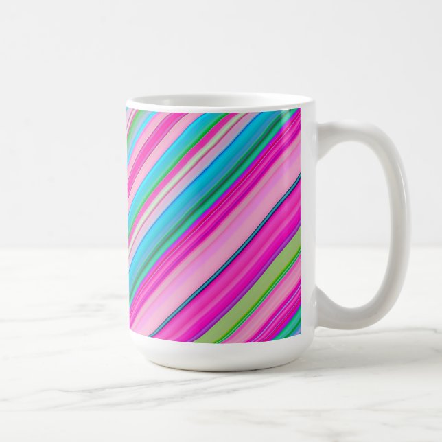 Vibrant Rainbow Colours Stripes Pattern-21056 Coffee Mug (Right)