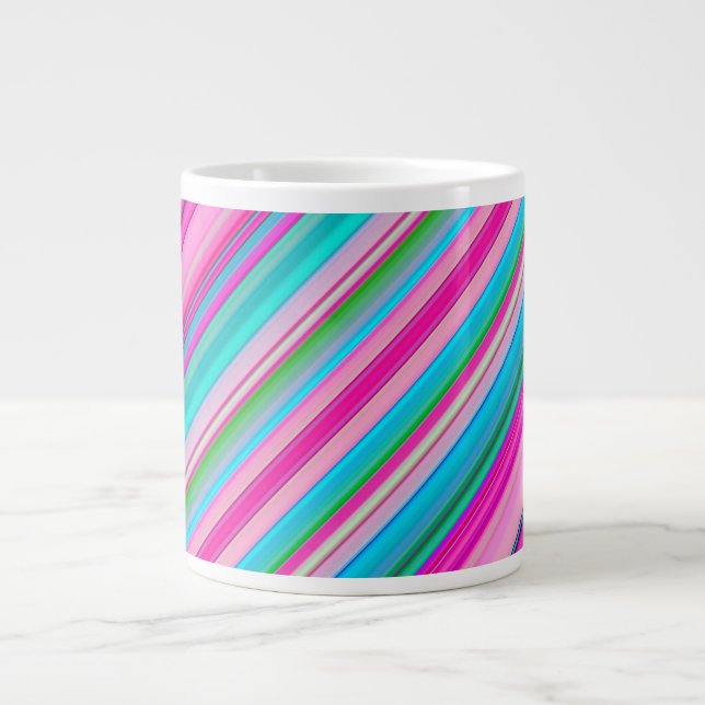 Vibrant Rainbow Colours Stripes Pattern-21056 Large Coffee Mug (Front)