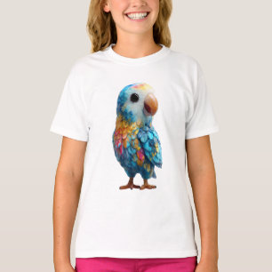 Vibrant Rainbow Feathered Parrot Illustration Kids T-Shirt