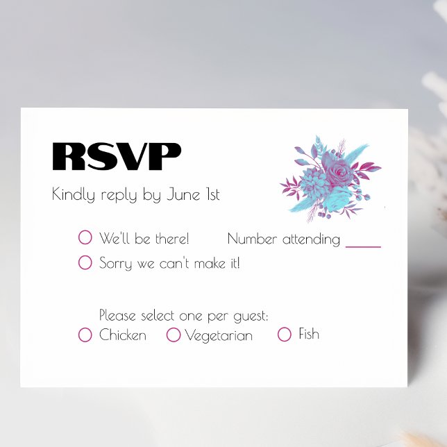 Vibrant Rainbow Floral Wedding RSVP Card (Creator Uploaded)