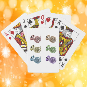 Vibrant Rainbow French Horn Pop Art Design Playing Cards
