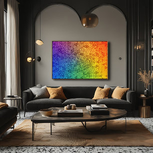 Vibrant Rainbow Geometric Triangle Gradient Canvas Print