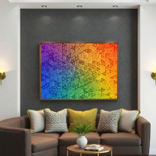 Vibrant Rainbow Geometric Triangle Gradient Poster