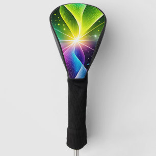 Vibrant Rainbow Glowing Digital Wave Golf Head Cover