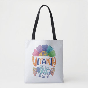 Vibrant Rainbow Hand-Lettering: I Need Vitamin Sea Tote Bag