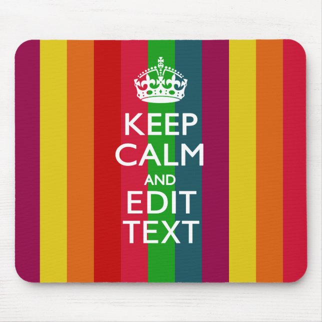 Vibrant Rainbow Keep Calm And Your Text Customise Mouse Pad (Front)
