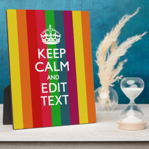 Vibrant Rainbow Keep Calm And Your Text Customise Plaque