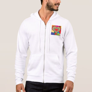 Vibrant Rainbow Layered Heart Abstract Hoodie