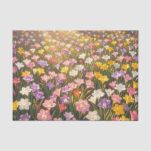 Vibrant Rainbow Lily Flower Field Tissue Paper