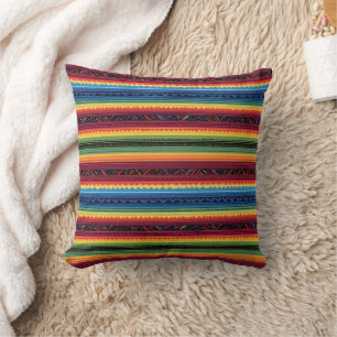 Vibrant Rainbow Mexican Serape Stripes Baby Swaddl Cushion