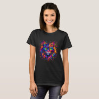 Vibrant Rainbow Neon Cat Splash Art Paint Splatter