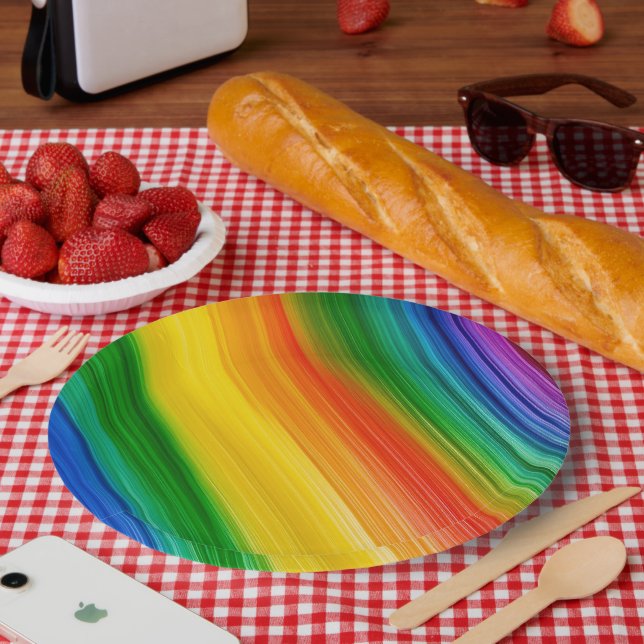 Vibrant Rainbow of Colours Paper Plate (Picnic)