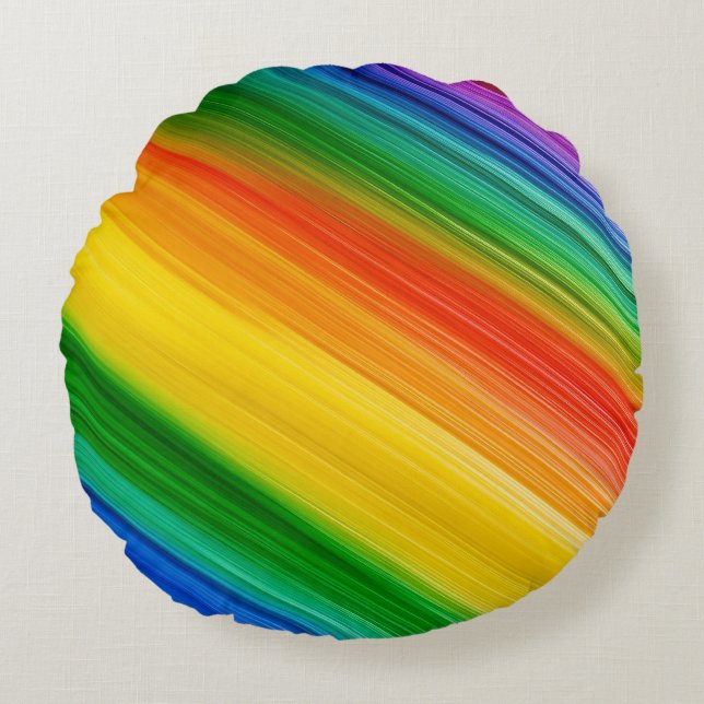 Vibrant Rainbow of Colours Round Cushion (Front)