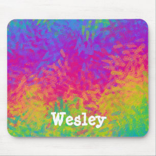 Vibrant Rainbow Ombre Mousepad with Custom Name