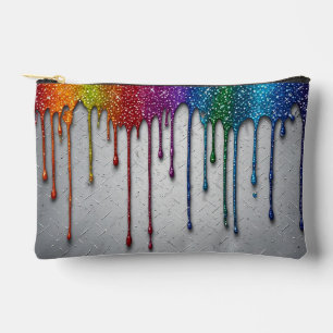 Vibrant Rainbow Paint Drips Accessory Pouch