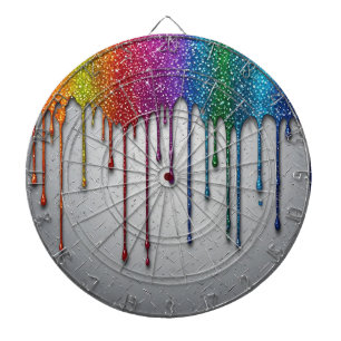Vibrant Rainbow Paint Drips Dartboard