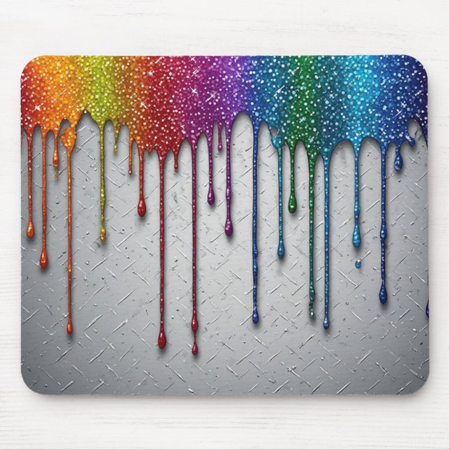 Vibrant Rainbow Paint Drips Mouse Pad (Front)